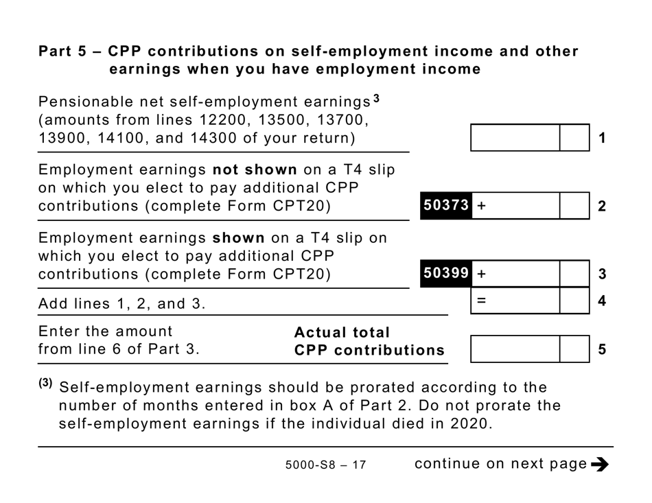 Form 5000-S8 Schedule 8 Canada Pension Plan Contributions and Overpayment (Large Print) - Canada, Page 17
