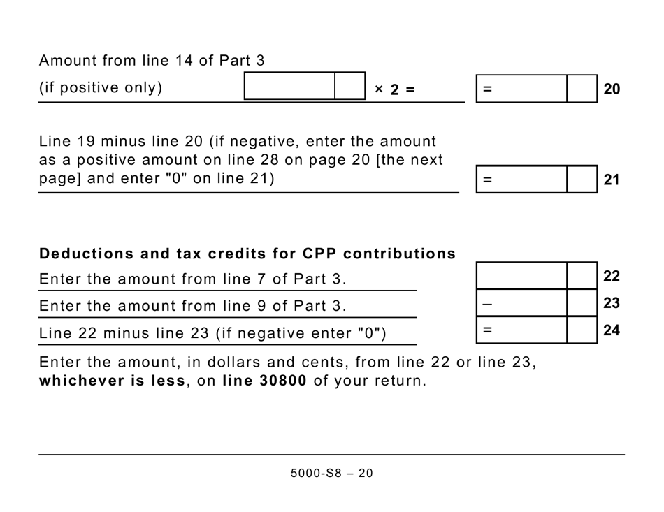 Form 5000-S8 Schedule 8 Canada Pension Plan Contributions and Overpayment (Large Print) - Canada, Page 20