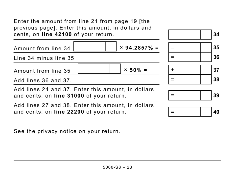 Form 5000-S8 Schedule 8 Canada Pension Plan Contributions and Overpayment (Large Print) - Canada, Page 23