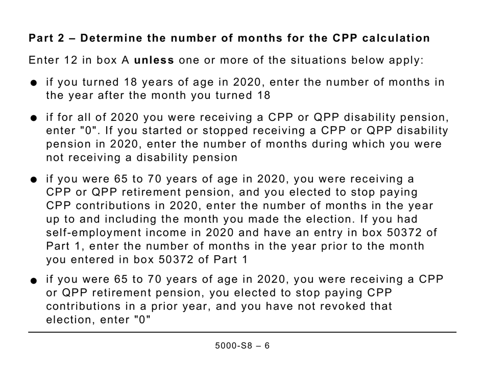 Form 5000-S8 Schedule 8 Canada Pension Plan Contributions and Overpayment (Large Print) - Canada, Page 6