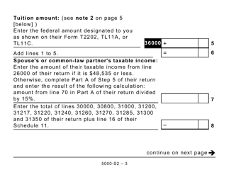 Form 5000-S2 Schedule 2 Federal Amounts Transferred From Your Spouse or Common-Law Partner - Large Print - Canada, Page 3