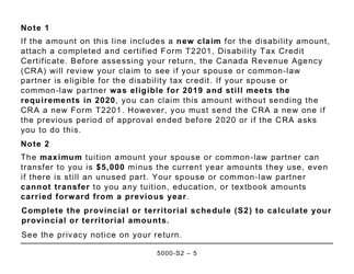 Form 5000-S2 Schedule 2 Federal Amounts Transferred From Your Spouse or Common-Law Partner - Large Print - Canada, Page 5
