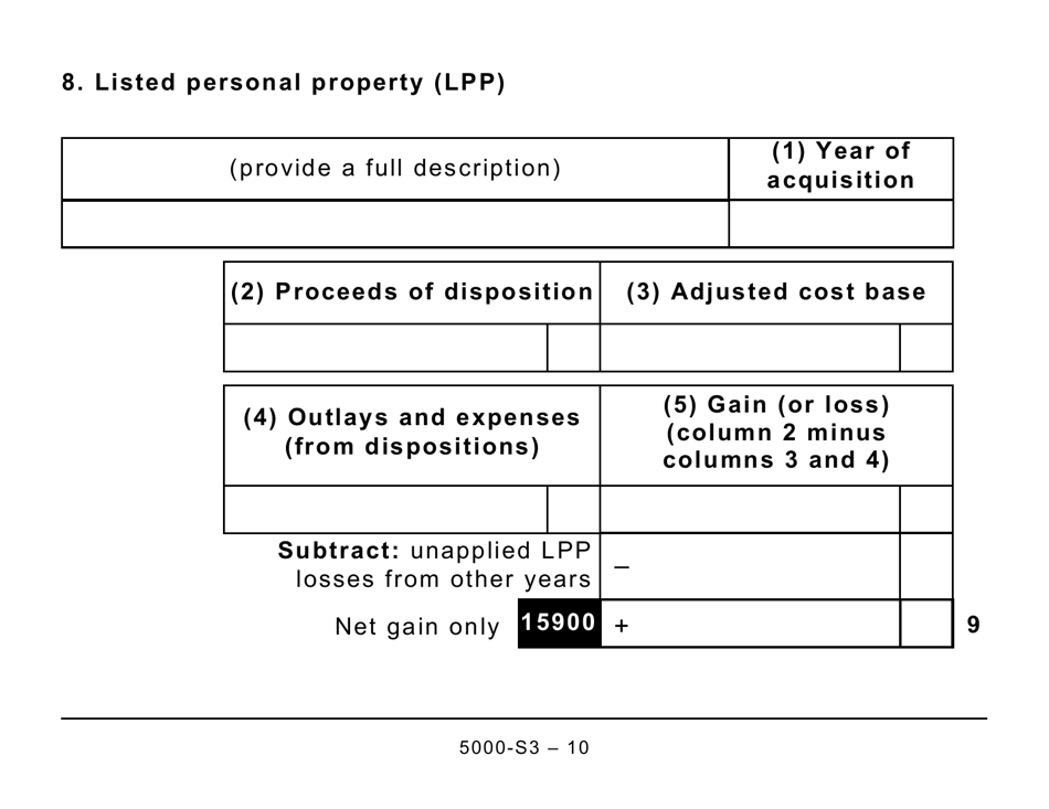 Form 5000-S3 Schedule 3 Capital Gains (Or Losses) - Large Print - Canada, Page 10