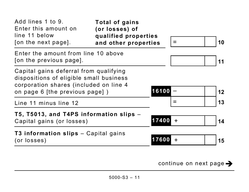 Form 5000-S3 Schedule 3 Capital Gains (Or Losses) - Large Print - Canada, Page 11