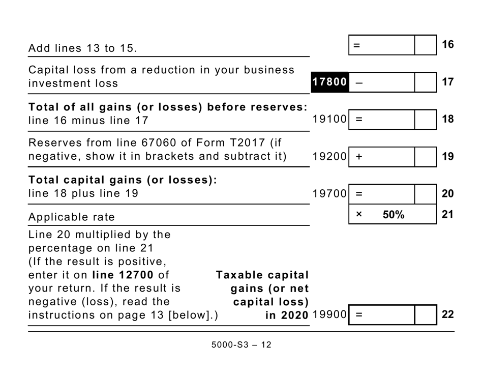 Form 5000-S3 Schedule 3 Capital Gains (Or Losses) - Large Print - Canada, Page 12