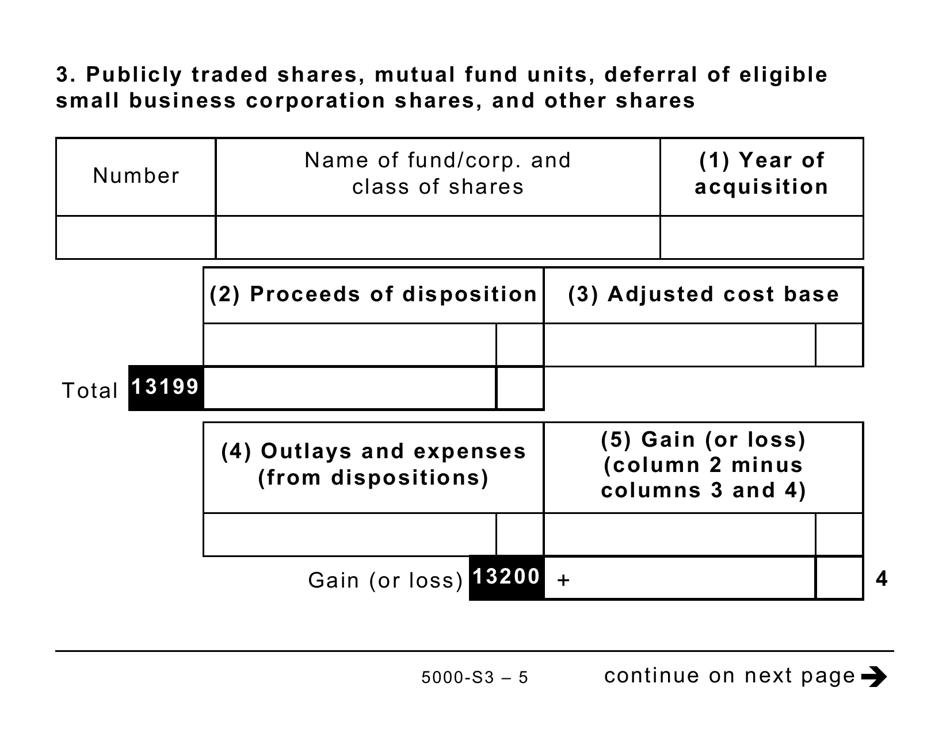 Form 5000-S3 Schedule 3 Capital Gains (Or Losses) - Large Print - Canada, Page 5