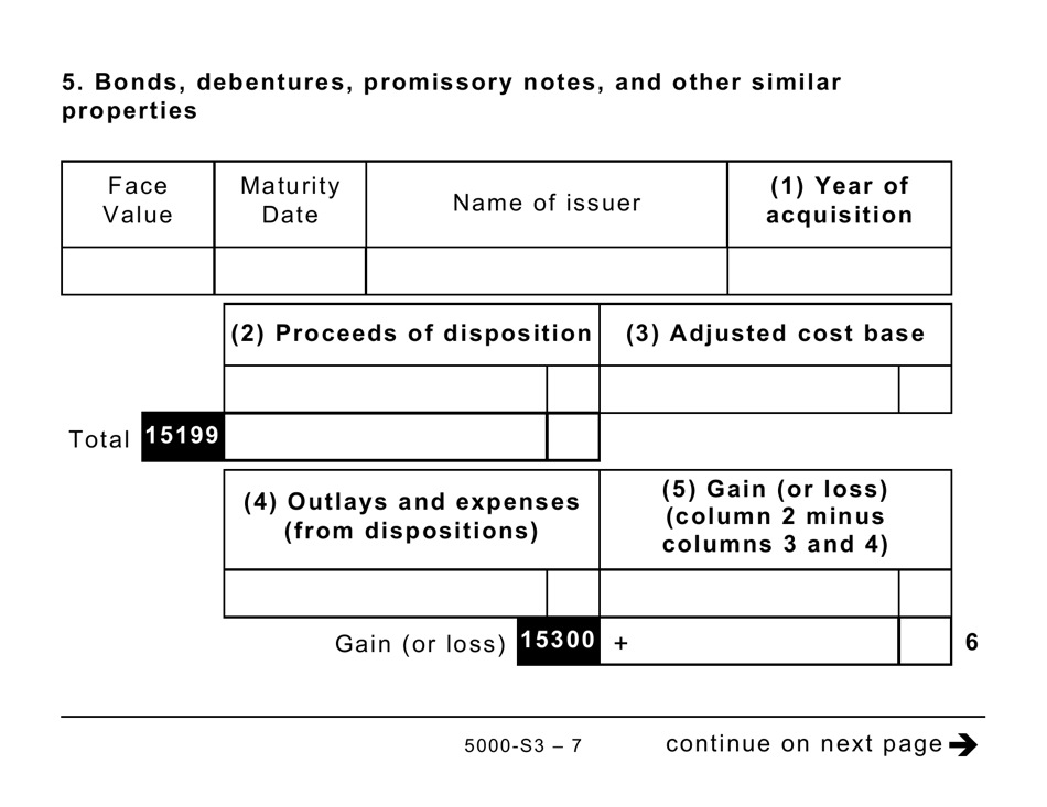 Form 5000-S3 Schedule 3 Capital Gains (Or Losses) - Large Print - Canada, Page 7