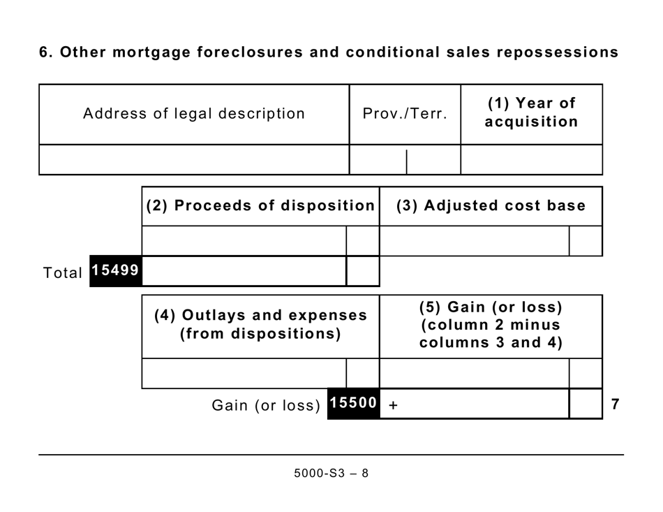 Form 5000-S3 Schedule 3 Capital Gains (Or Losses) - Large Print - Canada, Page 8