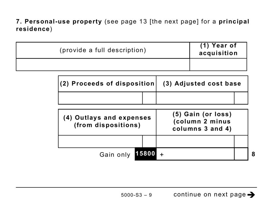 Form 5000-S3 Schedule 3 Capital Gains (Or Losses) - Large Print - Canada, Page 9