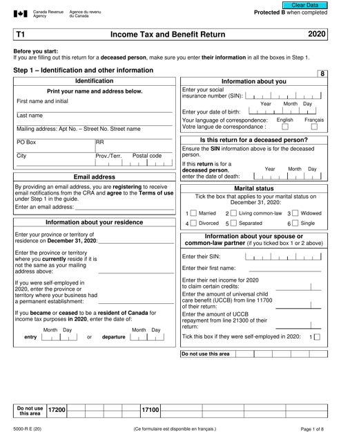 Form 5000-R Income Tax and Benefit Return (For Nb, Ns, Nu and Pe Only) - Canada, 2020