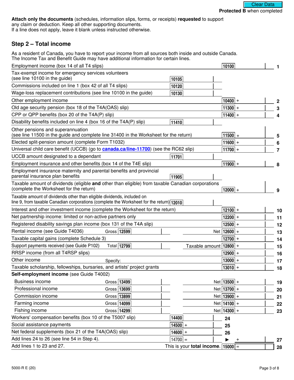 Form 5000-R Income Tax and Benefit Return (For Nb, Ns, Nu and Pe Only) - Canada, Page 3