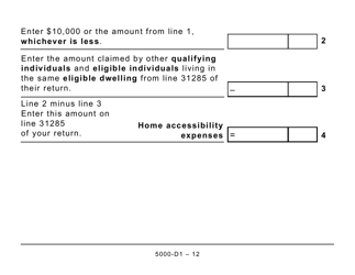 Form 5000-D1 Worksheet for the Return - Large Print - Canada, Page 12