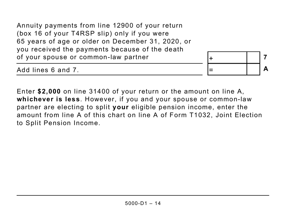 Form 5000-D1 Worksheet for the Return - Large Print - Canada, Page 14