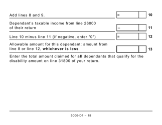 Form 5000-D1 Worksheet for the Return - Large Print - Canada, Page 18