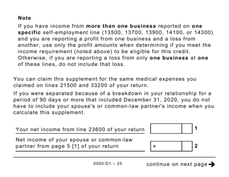 Form 5000-D1 Worksheet for the Return - Large Print - Canada, Page 25