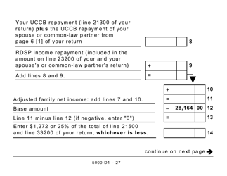 Form 5000-D1 Worksheet for the Return - Large Print - Canada, Page 27