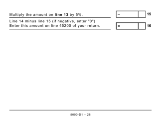 Form 5000-D1 Worksheet for the Return - Large Print - Canada, Page 28