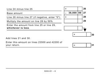 Form 5000-D1 Worksheet for the Return - Large Print - Canada, Page 6