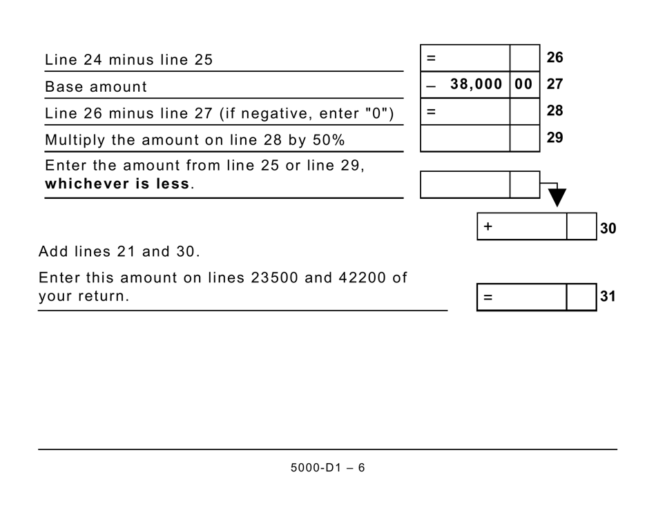 Form 5000-D1 Worksheet for the Return - Large Print - Canada, Page 6
