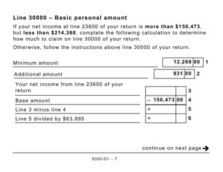 Form 5000-D1 Worksheet for the Return - Large Print - Canada, Page 7