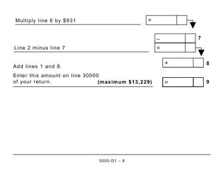 Form 5000-D1 Worksheet for the Return - Large Print - Canada, Page 8