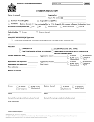 Document preview: Form 1 (CPD-1) Consent Requisition - British Columbia, Canada