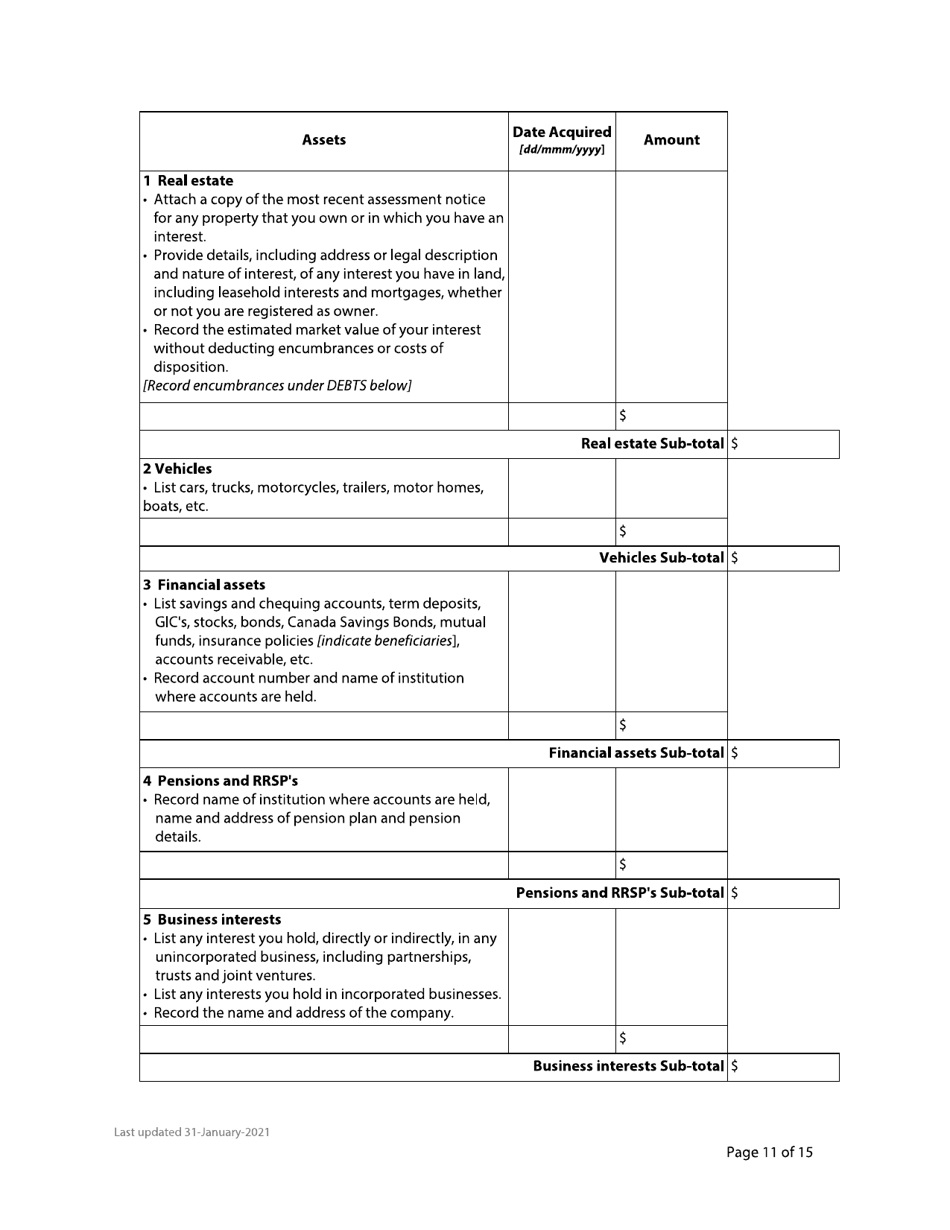 Form F8 Financial Statement - British Columbia, Canada, Page 11