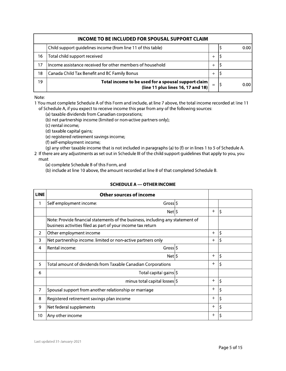Form F8 Financial Statement - British Columbia, Canada, Page 5