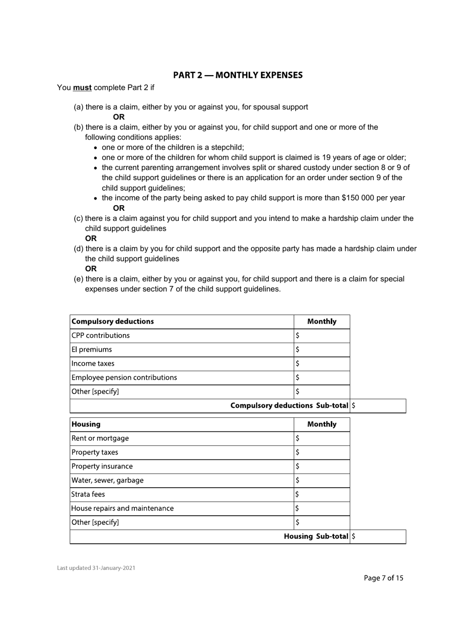 Form F8 Financial Statement - British Columbia, Canada, Page 7