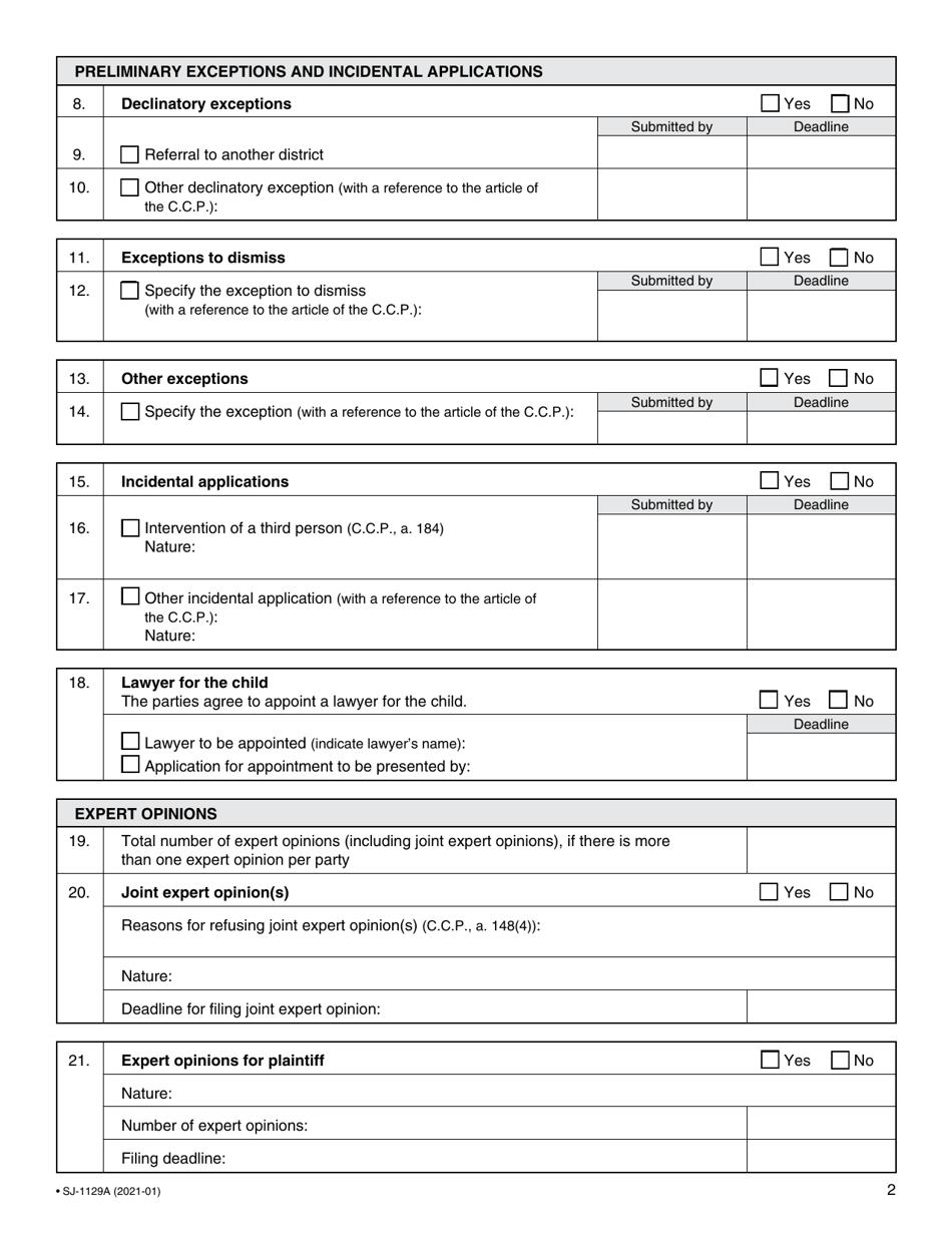 Form SJ-1129A Case Protocol (Youth Division) - Quebec, Canada, Page 3