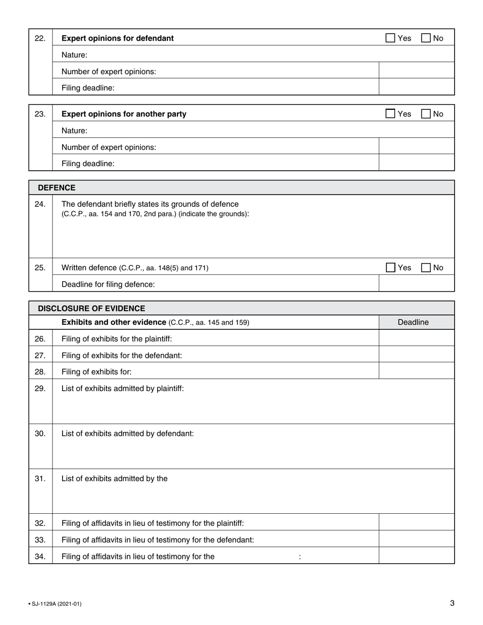 Form SJ-1129A Case Protocol (Youth Division) - Quebec, Canada, Page 4