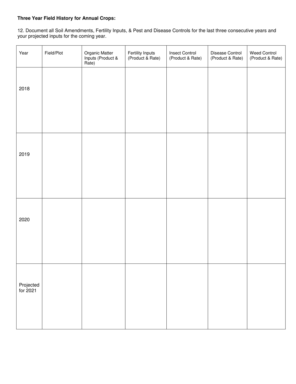 Organic System Plan (Osp) - Crop Production - New Hampshire, Page 12