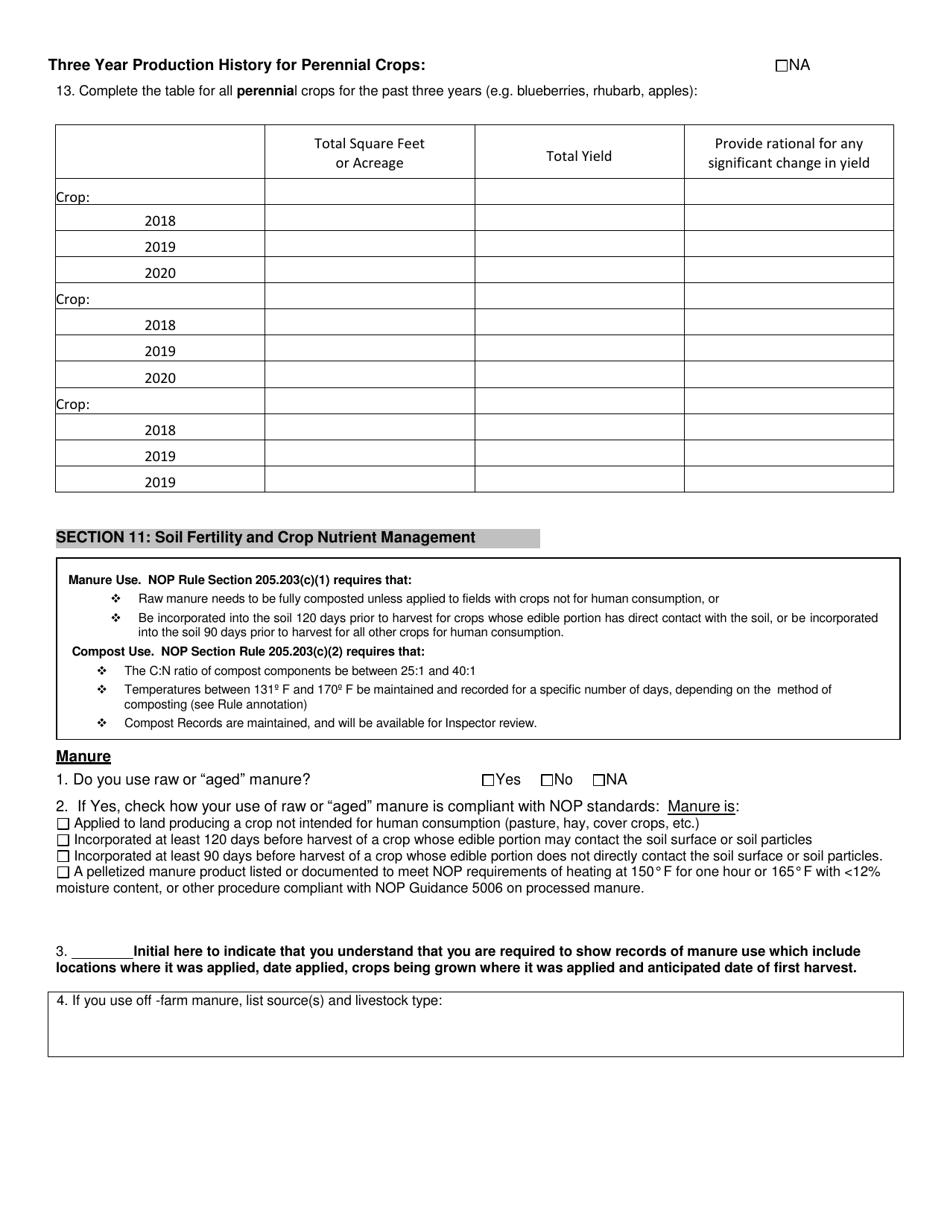 Organic System Plan (Osp) - Crop Production - New Hampshire, Page 13