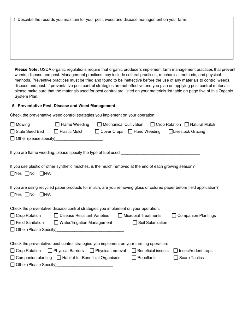 Organic System Plan (Osp) - Crop Production - New Hampshire, Page 16
