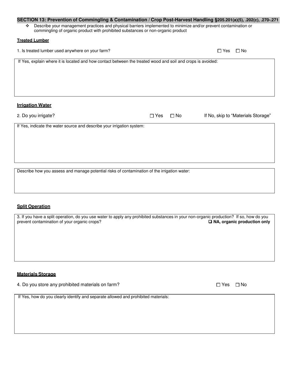 Organic System Plan (Osp) - Crop Production - New Hampshire, Page 17