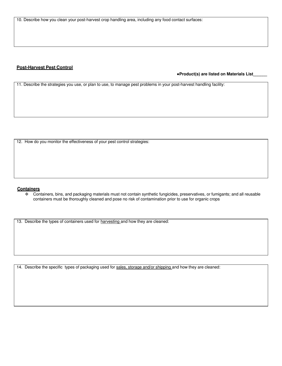Organic System Plan (Osp) - Crop Production - New Hampshire, Page 19
