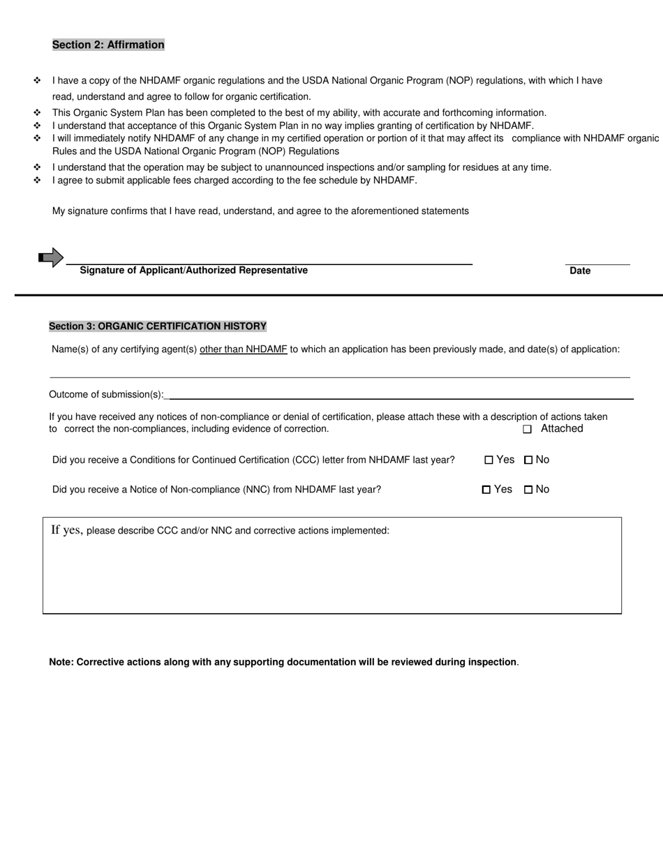 Organic System Plan (Osp) - Crop Production - New Hampshire, Page 2
