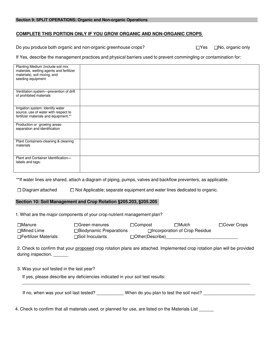 Organic System Plan (Osp) - Crop Production - New Hampshire, Page 9