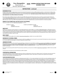 Instructions for Form BT-SUMMARY Business Tax Return Summary - New Hampshire, Page 3