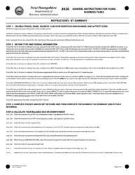 Instructions for Form BT-SUMMARY Business Tax Return Summary - New Hampshire, Page 4