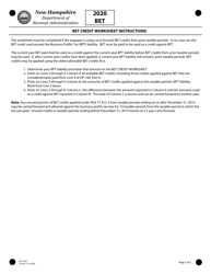 Form BET Business Enterprise Tax Return - New Hampshire, Page 2