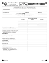 Document preview: Form BET-80-WE Business Enterprise Tax Apportionment for Individual Nexus Members of a Combined Group - New Hampshire