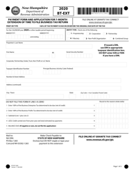 Form BT-EXT Payment Form and Application for 7-month Extension of Time to File Business Tax Return - New Hampshire
