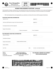 Form DP-10 Interest and Dividends Tax Return - New Hampshire, Page 5
