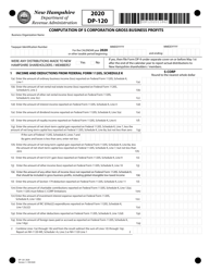Document preview: Form DP-120 Computation of S-Corporation Gross Business Profits - New Hampshire