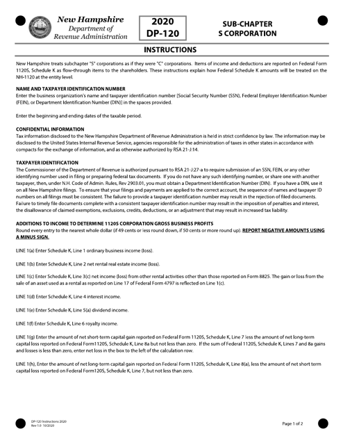 Form DP-120 2020 Printable Pdf