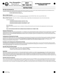 Form NH-1065-ES Estimated Partnership Business Tax - New Hampshire, Page 4