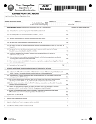 Document preview: Form NH-1040 Proprietorship or Jointly Owned Property Business Profits Tax Return - New Hampshire