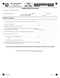 Form NH-1040 Proprietorship or Jointly Owned Property Business Profits Tax Return - New Hampshire, Page 3