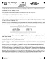 Instructions for Form NH-1041 Fiduciary Business Profits Tax Return - New Hampshire, Page 2